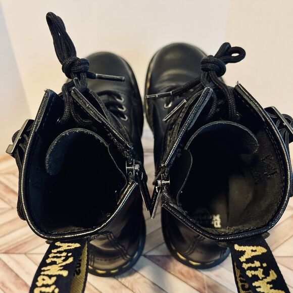 Dr Martens 1460 ALT Black Leather Boots M 5 W 6 Zip-up Double Buckle Combat Punk - Picture 4 of 8